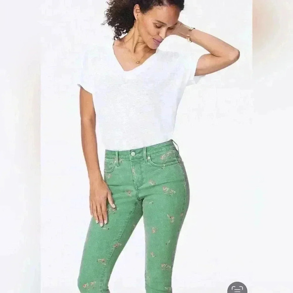 NYDJ AMI WOMENS MID-RISE FLORAL SKINNY JEANS LIKE NEW - Picture 4 of 6